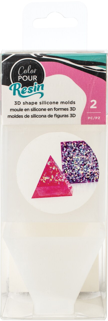 American Crafts Color Pour Resin Mold 2/Pkg-Paper Weight - Cube & Pyramid